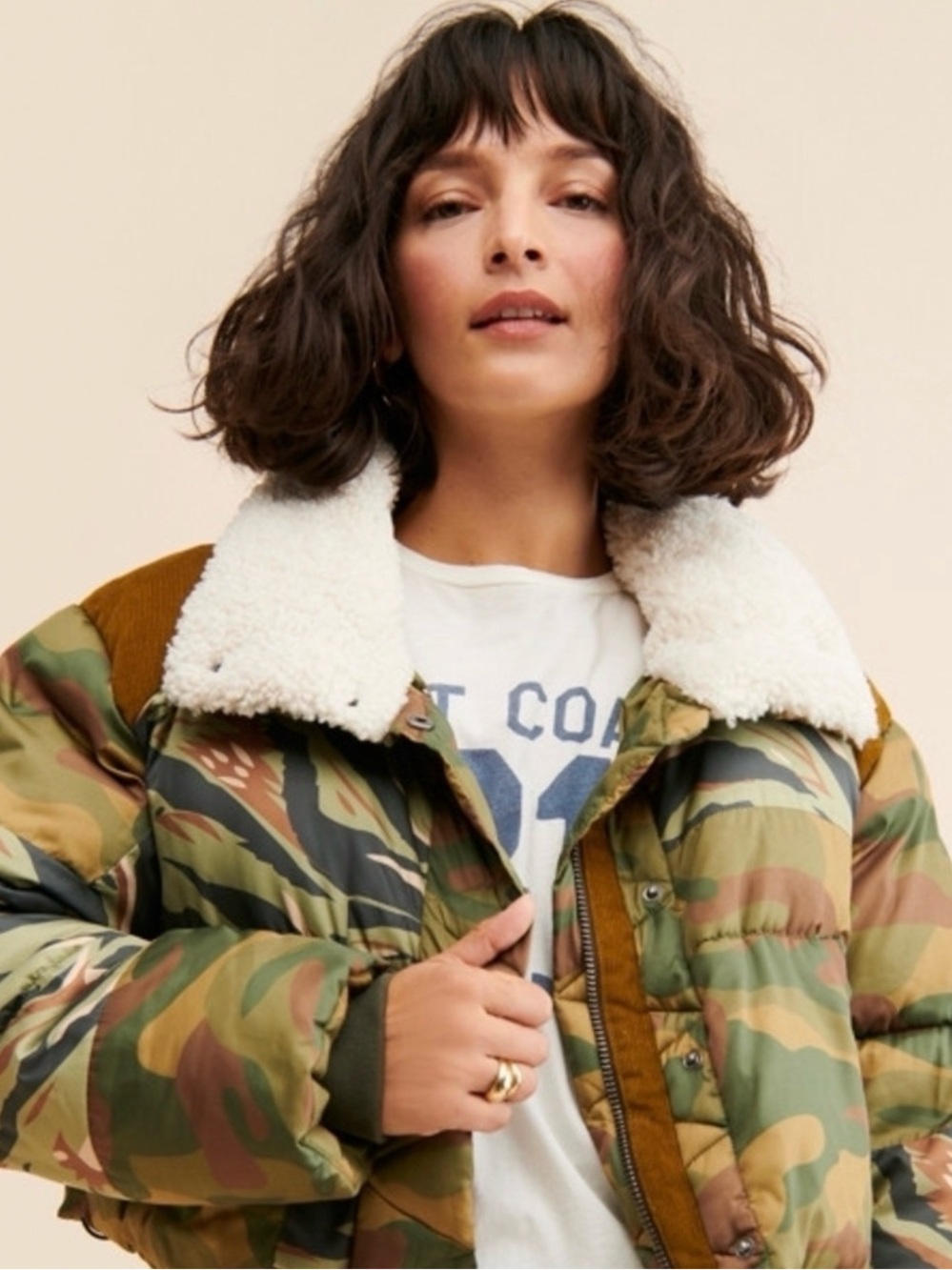 We The Free West Coast Puffer Jacket Sherpa Collar-Small